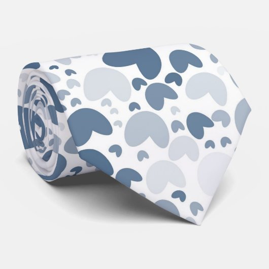 Blauwe hart Stropdas (Opgerold)