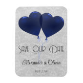 Blauwe hartballonnen opslaan de datum magneet (Verticaal)
