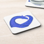 Blauwe hartdraak op wit drankjes onderzetter (Linkerzijde)