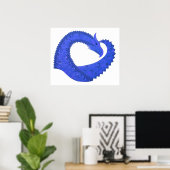 Blauwe hartdraak op wit poster (Thuiskantoor)