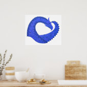 Blauwe hartdraak op wit poster (Keuken)