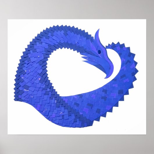 Blauwe hartdraak op wit poster (Voorkant)