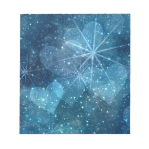 Blauwe harten en sterren notitieblok