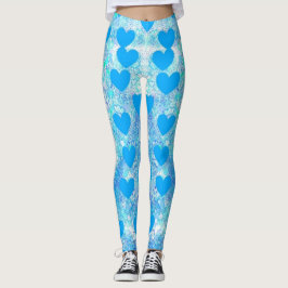 Blauwe harten leggings