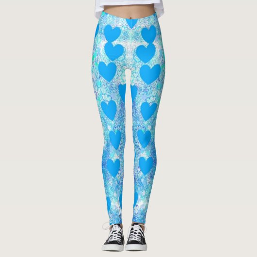 Blauwe harten leggings (Voorkant)