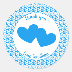 Blauwe harten met tekst Dank je Ronde Sticker