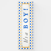 Blauwe harten patroon Het is een jongen Spandoek (Verticaal)