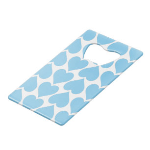 Blauwe harten patroon, Romantisch, Liefde Kredietkaart Flessenopener