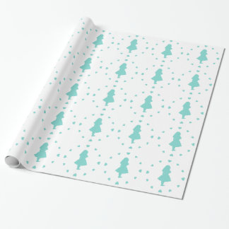 Blauwe harten rond Alice inpakpapier