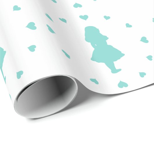 Blauwe harten rond Alice inpakpapier (Rol Hoek)