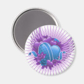 Blauwe harten Rozen en vleugels Magneet (Voorkant / Achterkant)