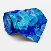 Blauwe harten Valentijnsdag stropdas (Opgerold)