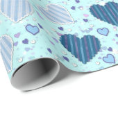 Blauwe hartenwrappers cadeaupapier (Rol Hoek)