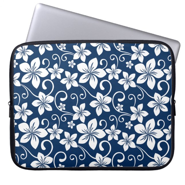 BLAUWE HAWAI (IN MARINEBLAUW) LAPTOP SLEEVE (Voorkant)