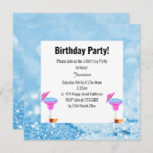 BLAUWE HAWAÏAN BUBBLES & CRYSTALS BIRTHDAPPARTIJ KAART (Voorkant / Achterkant)