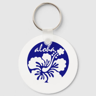 Blauwe Hawaii-bloem Sleutelhanger