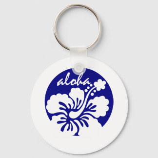 Blauwe Hawaii-bloem Sleutelhanger