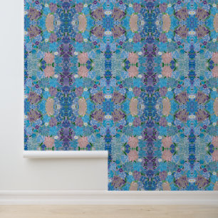 Blauwe Haze Bloemen Peel & Stick Behang