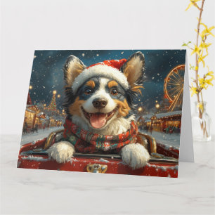 Blauwe Heeler Hond Achtbaan Kerstmis Kaart