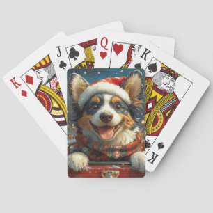 Blauwe Heeler Hond Achtbaan Kerstmis Pokerkaarten