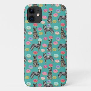 Blauwe Heeler-hond donuts turquoise iPhone 11 Hoesje