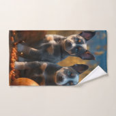 Blauwe Heeler Puppy Herfst Delight Pompoen Bad Handdoek (Handdoek)