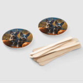 Blauwe Heeler Puppy Herfst Delight Pompoen Handwaaier (Niet-gemonteerd)