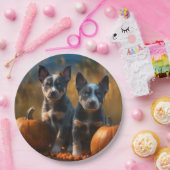 Blauwe Heeler Puppy Herfst Delight Pompoen Papieren Bordje (Feest)