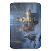 Blauwe Heeler Sneeuw Slede Kerst Decoratie Badmat (Voorkant Verticaal)