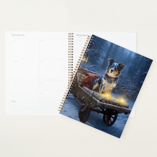 Blauwe Heeler Sneeuw Slede Kerst Decoratie Planner (Display)