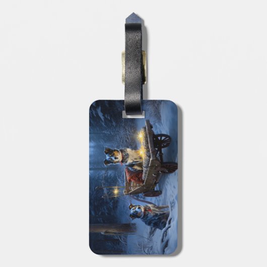 Blauwe Heeler Sneeuwslee Kerstdecoratie Bagagelabel (Achterkant verticaal)