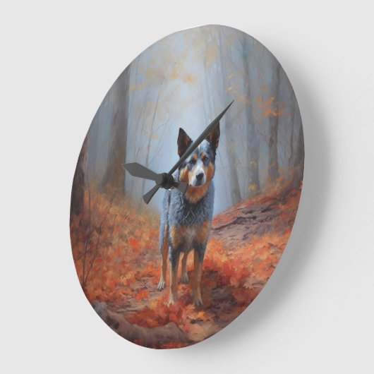 Blauwe Heeler tussen herfstbladeren Fall Inspireer Grote Klok (Hoek)