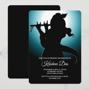 Blauwe Heer Krishna-verjaardagskaart - Krishna-kun Kaart