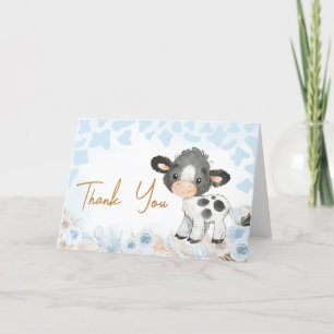 Blauwe Heilige Koe Baby shower Bedankkaart