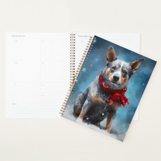Blauwe heler hond in sneeuw Kerstmis Planner (Display)