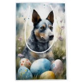 Blauwe heler hond met paaseieren vakantie medium cadeauzakje (Voorkant)