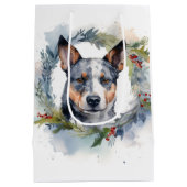 Blauwe heler Kerstkrans feestelijke pup Medium Cadeauzakje (Achterkant)