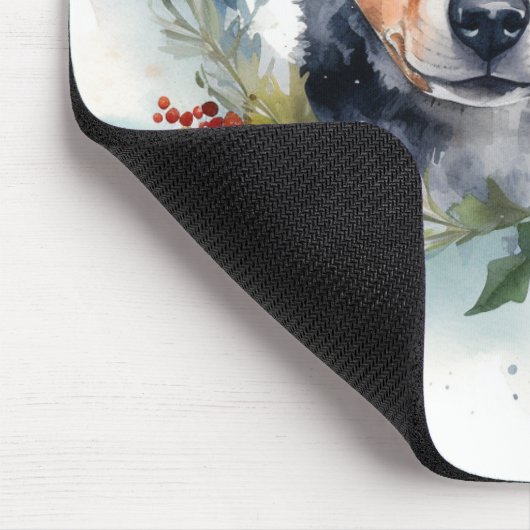 Blauwe heler Kerstkrans feestelijke pup Muismat (Hoek)