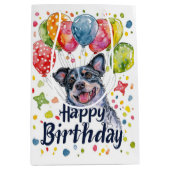 Blauwe heler met ballonnen medium cadeauzakje (Voorkant)