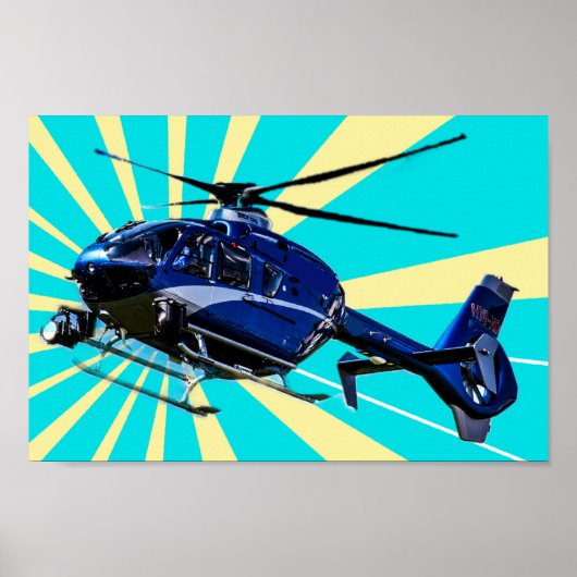 Blauwe helikopter poster (Voorkant)