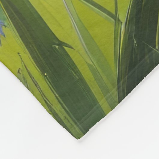 Blauwe Heller Hond Spring Bloemen Schilderen Fleece Deken (Hoek)