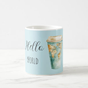 Blauwe Hello World koffiekop Koffiemok