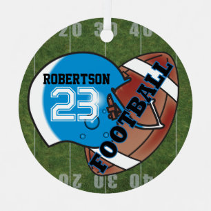 Blauwe Helm met een Football Metalen Ornament