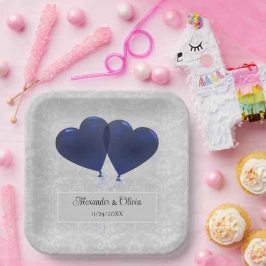 Blauwe hemdballonnen Borden voor weduwschap Papieren Bordje (Feest)