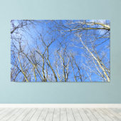Blauwe hemel, bomen in de winter canvas afdruk (Insitu (Houten vloer))