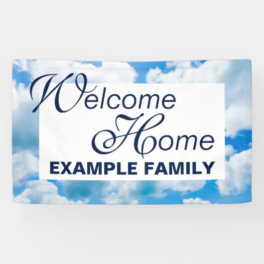 Blauwe hemel Clouds II + jouw tekst & ideeën Spandoek (Horizontaal)