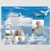 Blauwe hemel en duif Funeral Program sjabloon (Voorkant / Achterkant)