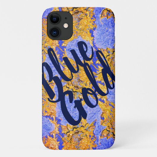 Blauwe hemel en gouden bloemen en jouw tekst Case-Mate iPhone case (Achterkant)