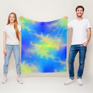 Blauwe hemel en gouden gele blikjes fleece deken