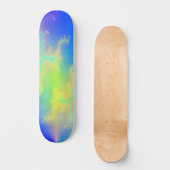 Blauwe hemel en gouden gele blikstrips skateboard (Voorkant)